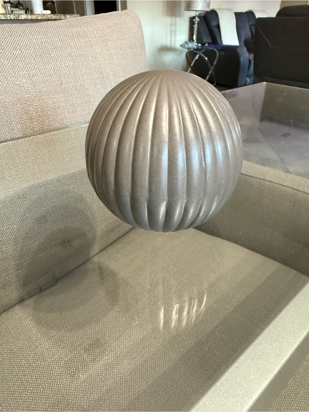 Gray Decorative Ribbed Sphere set of 5- Home Accents